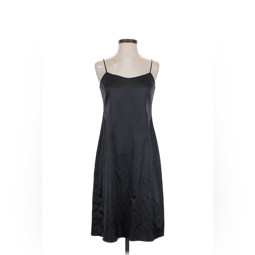 Teri Jon by Rickie Freeman 100% Silk Slip Black Dress Size 10